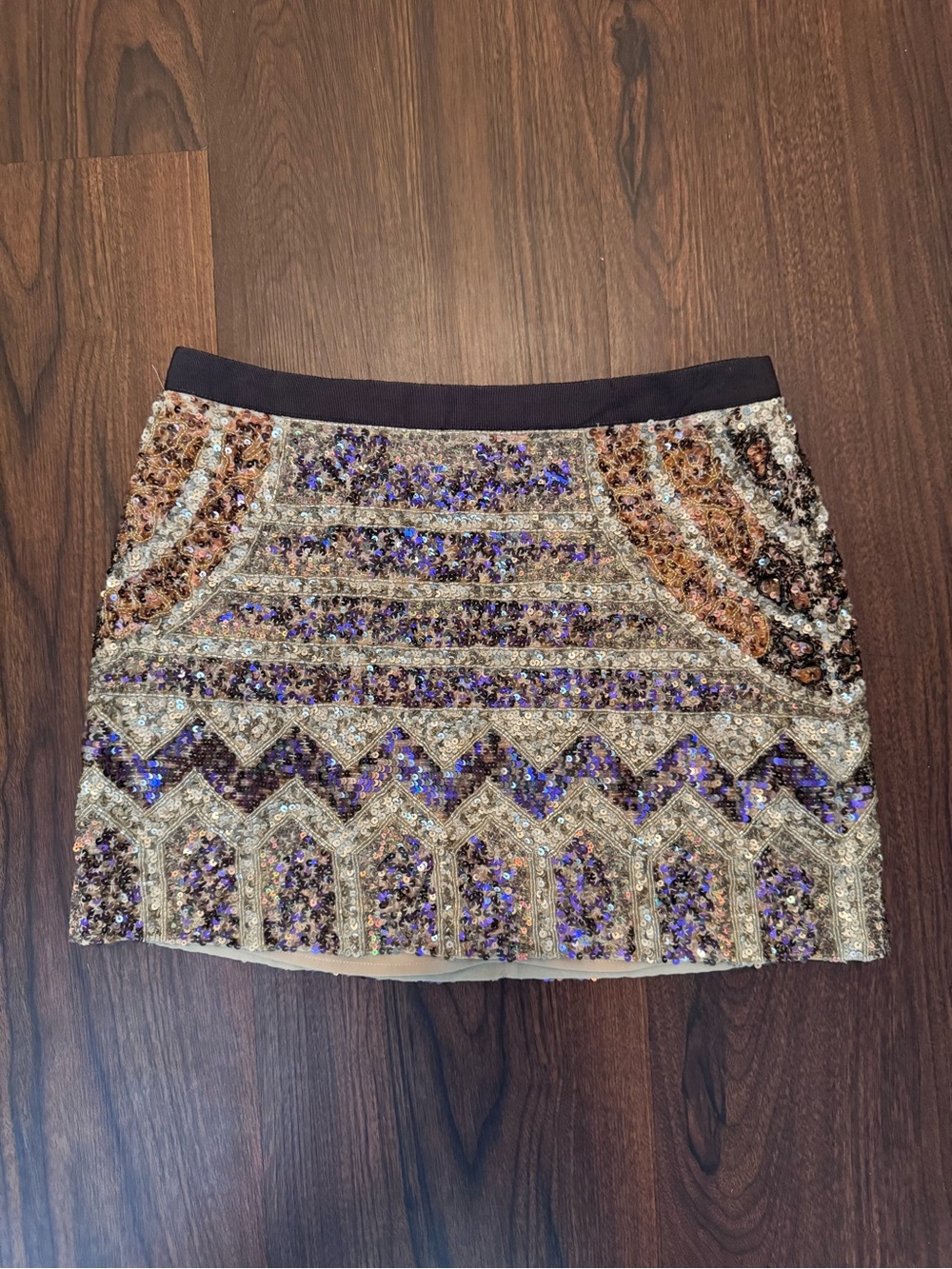 Club Monaco Embellished Mini Skirt - Purple & Gold